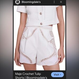 Maje White Crochet Tulip-Style High Waist Shorts